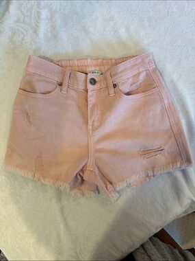 aerie Light Pink Distressed Denim Shorts. Size XXS